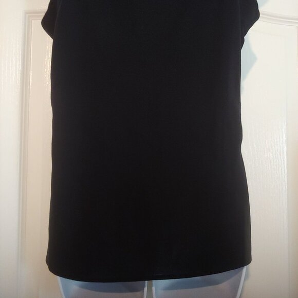 Exclusively Misook Womens Med Black Blue Tone Stripes Stretch Acrylic Shell Tank - Picture 6 of 9